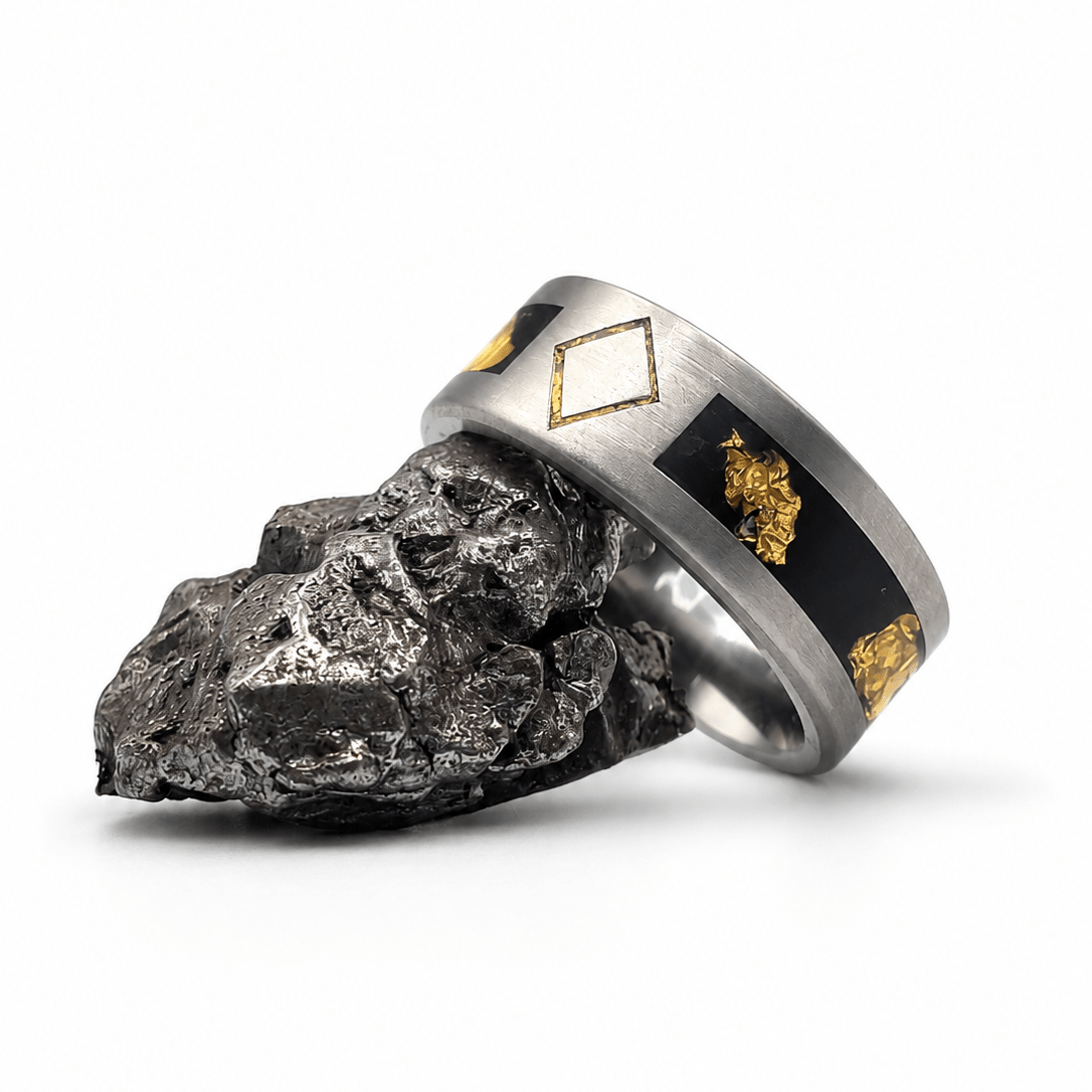 The Kryptonian – Titanium, Shungite Stone & Gold Flake Ring