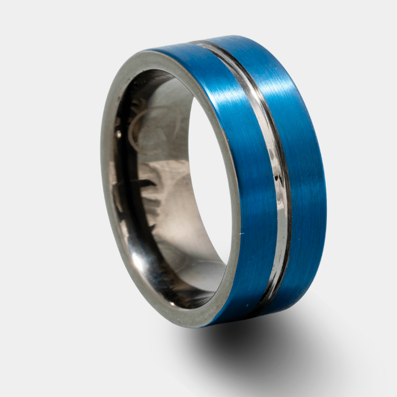 The Marine - Navy Blue & Brushed Men's Tungsten Ring