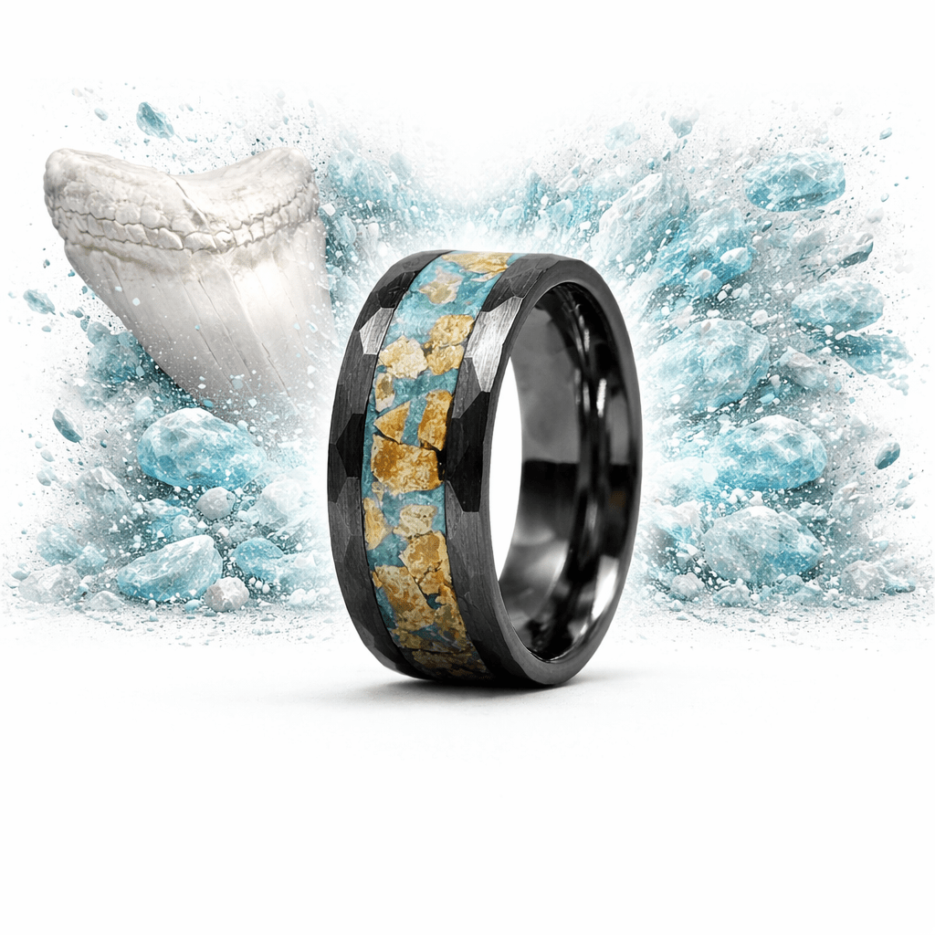 The Megalodon - Megalodon Tooth set in Aquamarine