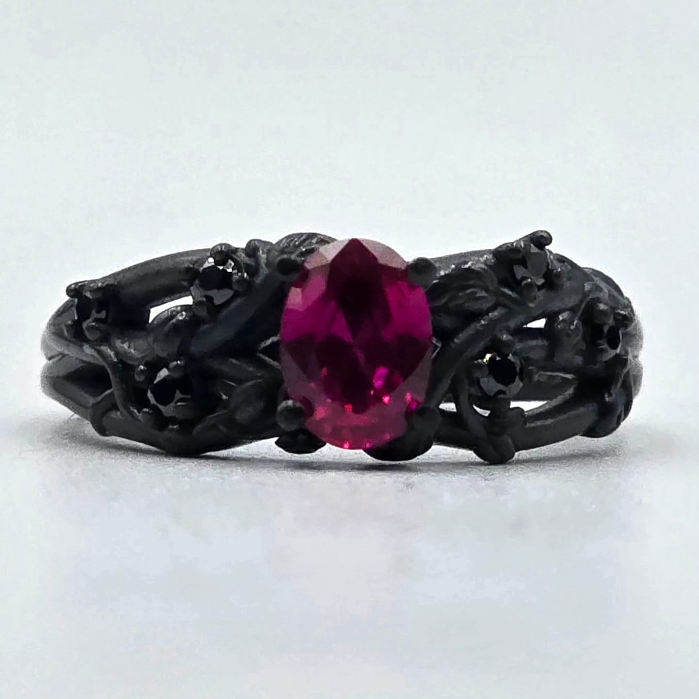 The Pink Kryptolite - Silver, Black Cubics & Ruby Cut