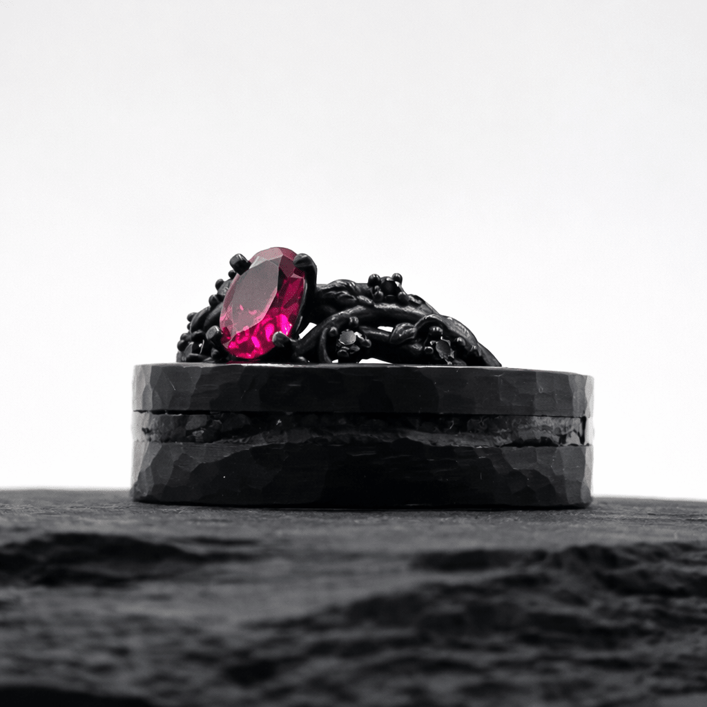 The Pink Kryptolite - Silver, Black Cubics & Ruby Cut
