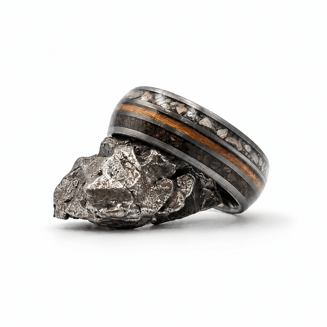 The Primal - Blood Oak, Dino Bone & Meg tooth ring