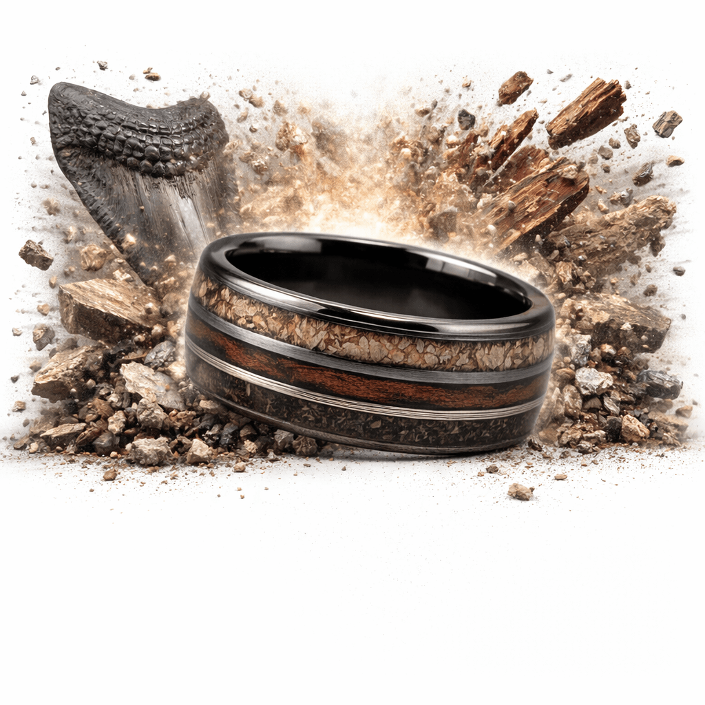 The Primal - Blood Oak, Dino Bone & Meg tooth ring