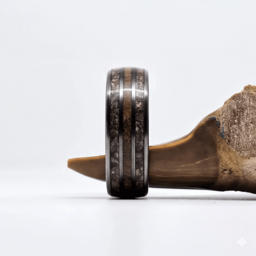 The Spartan - Agatized Dino bone & Meg Tooth