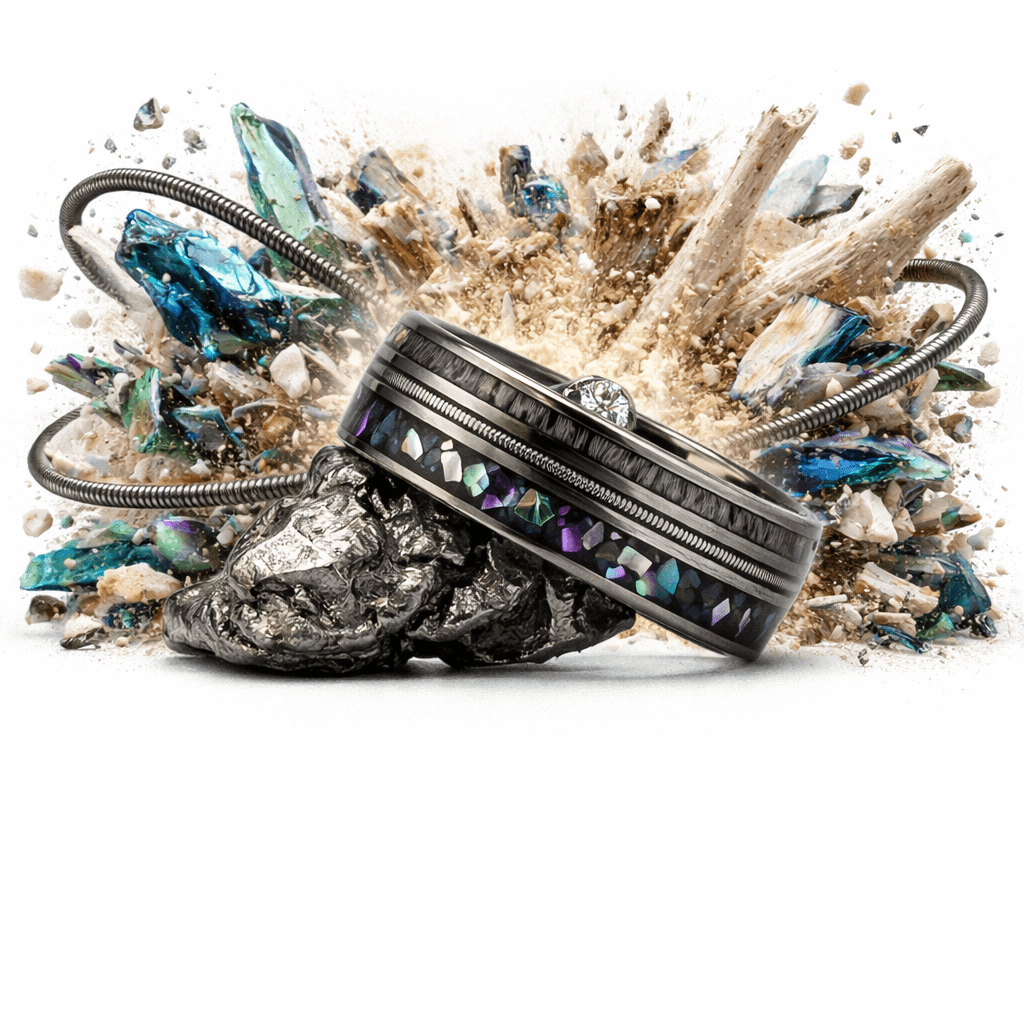 The Stingray - Abalone Shell & Guitar string ring