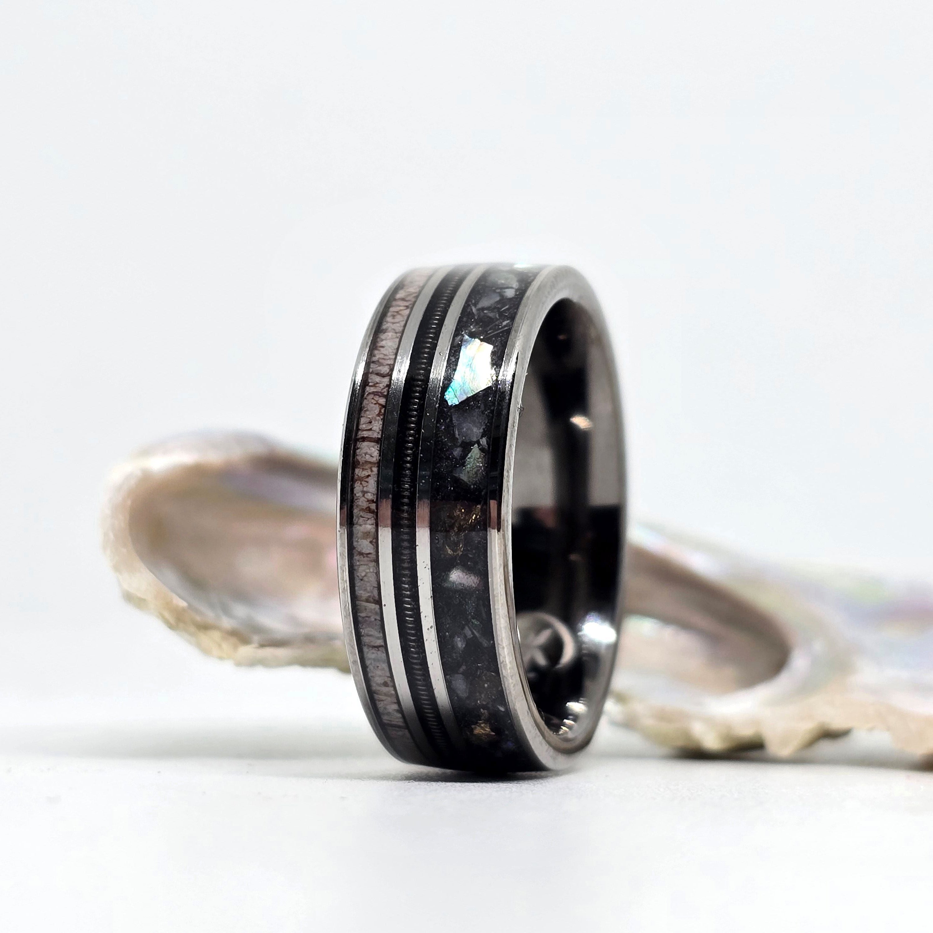 The Stingray (New) - Abalone Shell & Guitar string ring