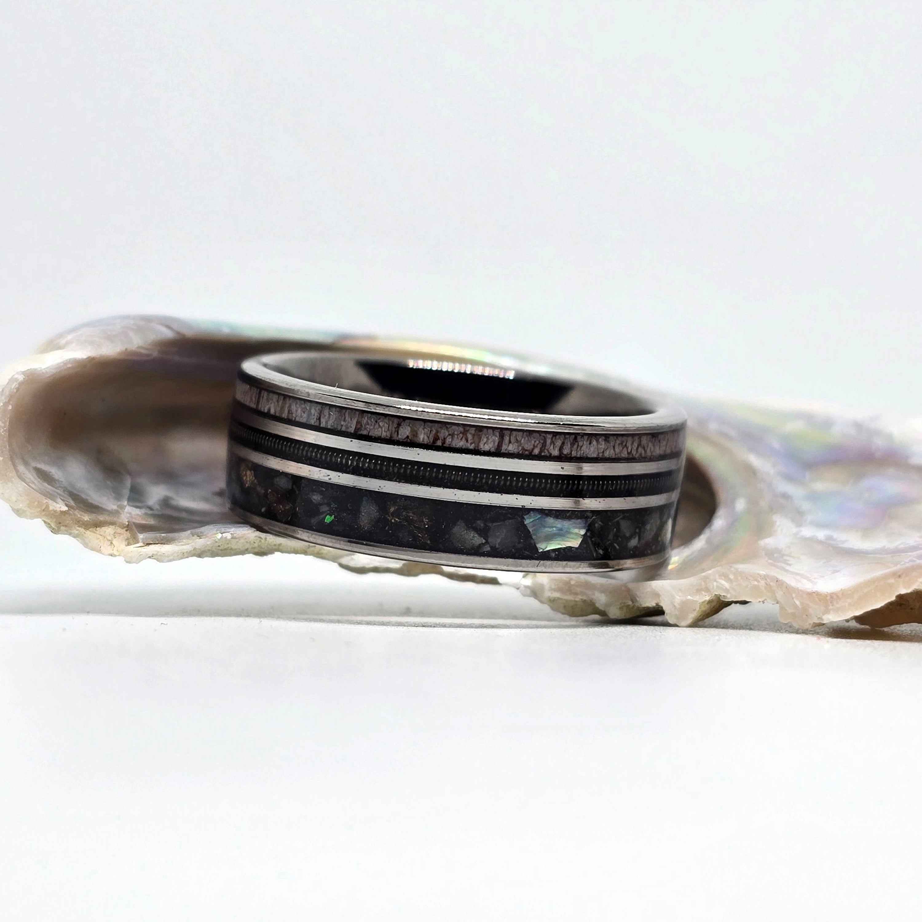 The Stingray (New) - Abalone Shell & Guitar string ring