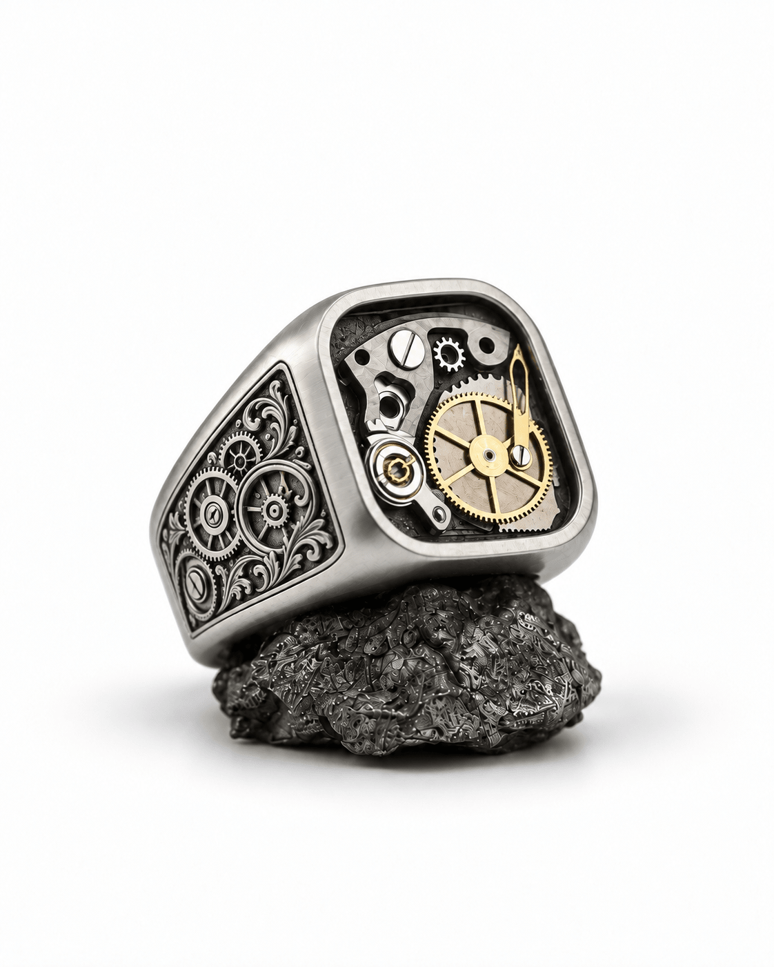 The Time Keeper - Titanium Watch-parts & Artwork Ring