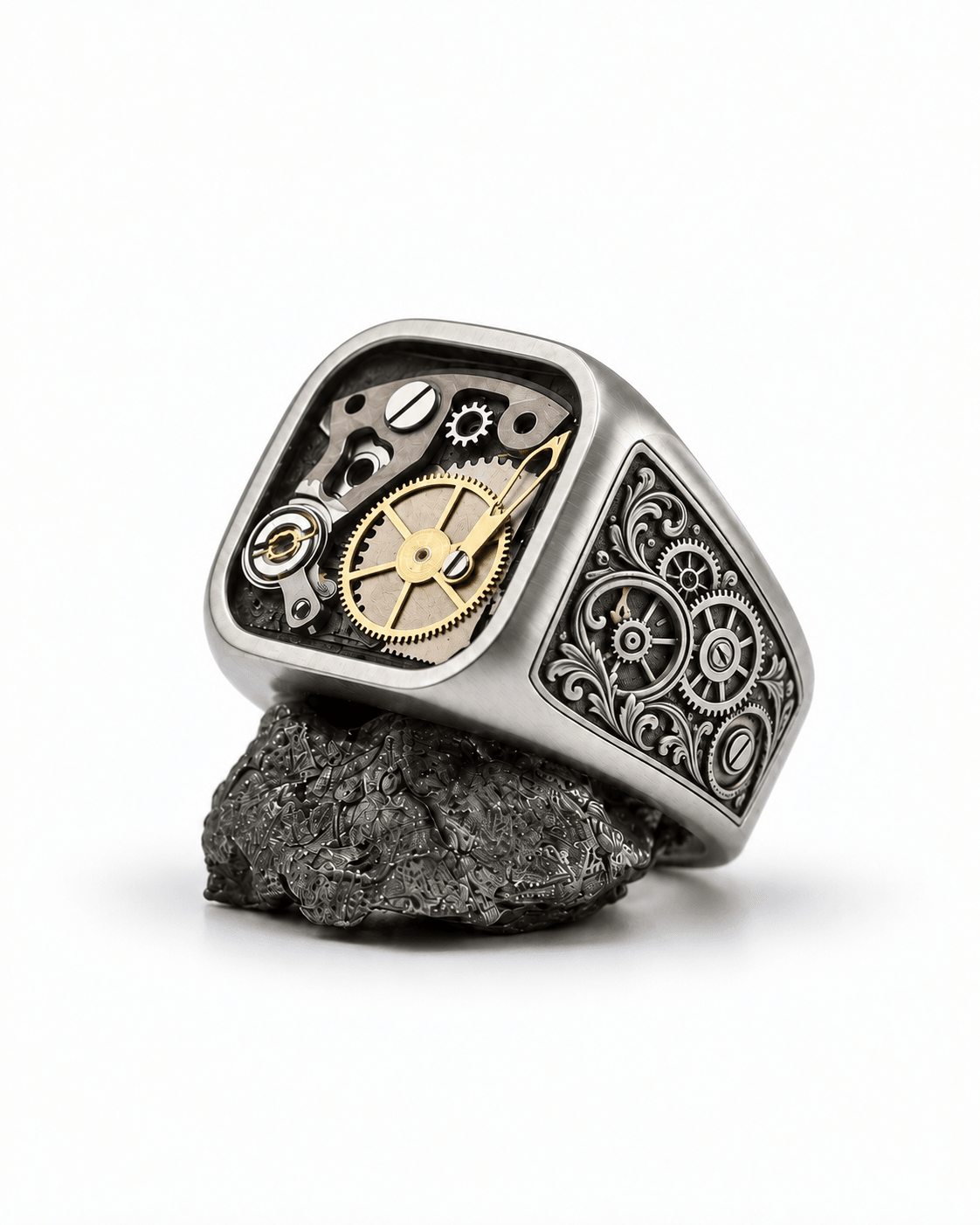The Time Keeper - Titanium Watch-parts & Artwork Ring