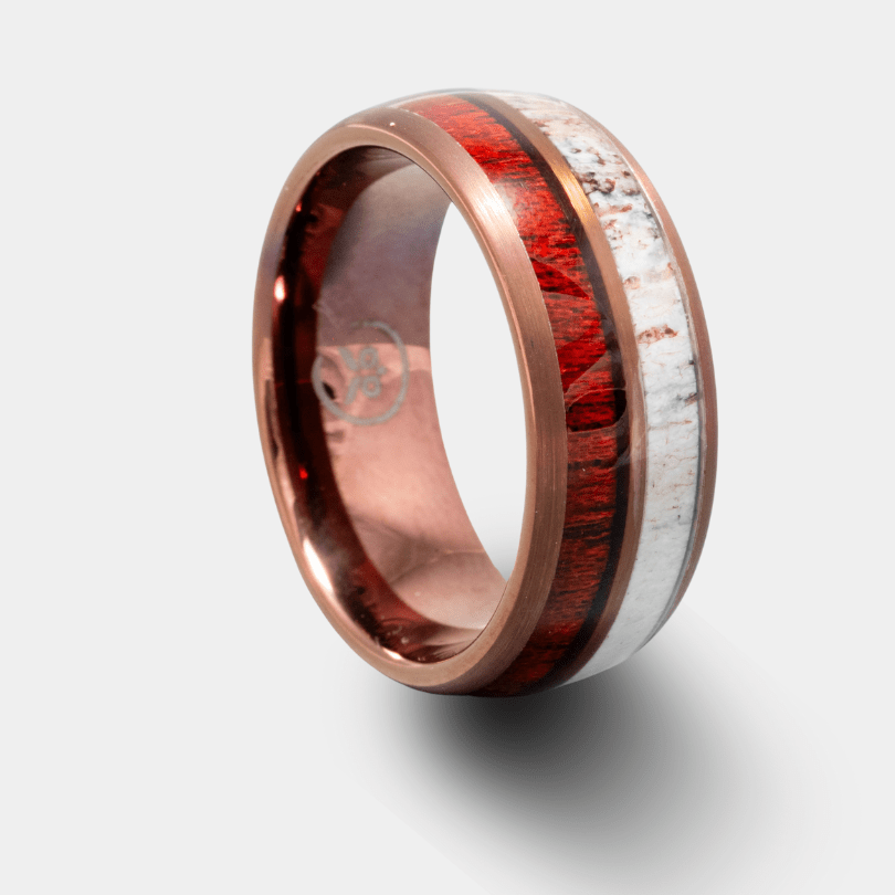 The Tribal - Deer Antler & Rosewood Men's Tungsten Ring