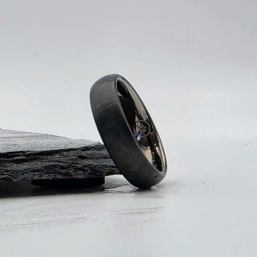 The Tuxedo - Matt Black & Gunmetal tungsten ring