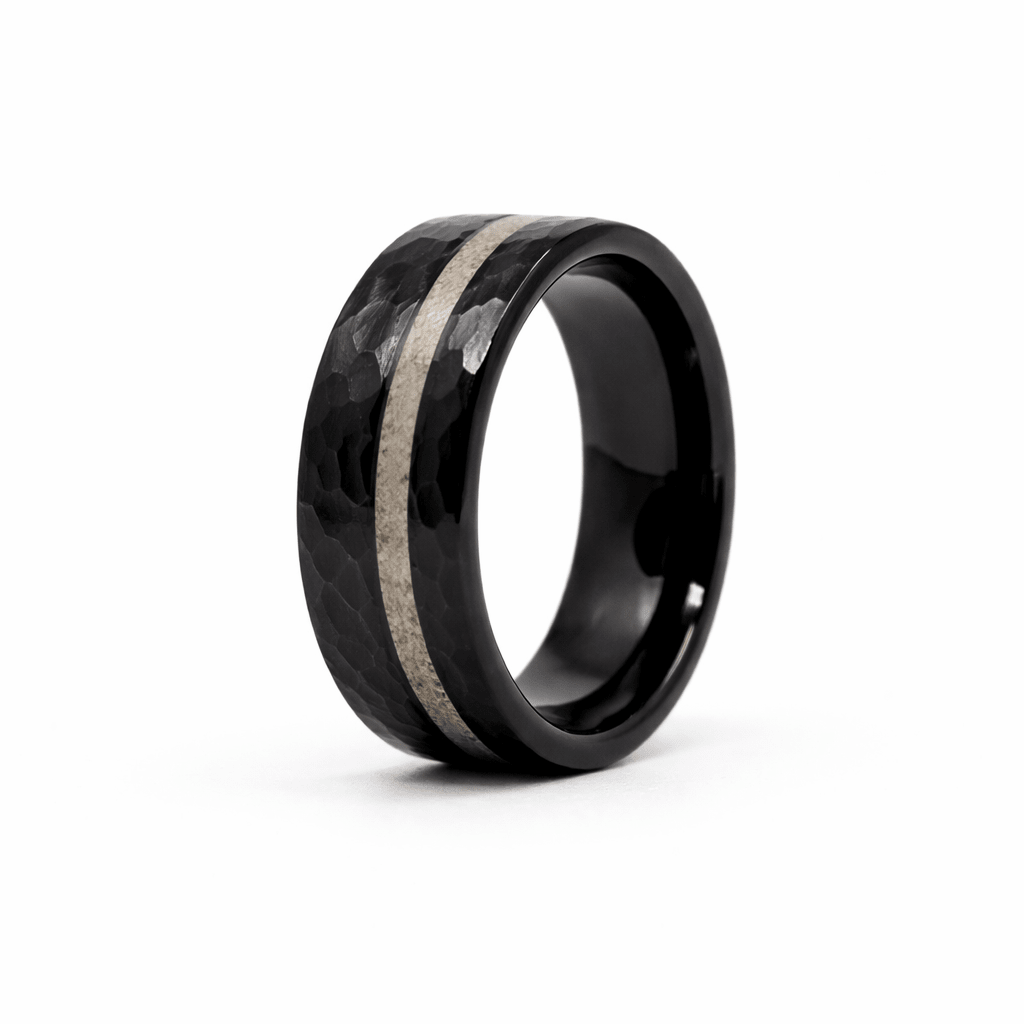 The Urban Edge - Black Hammered Cement Ring