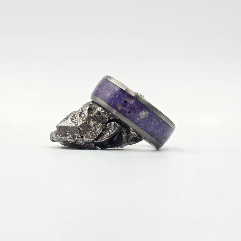 The Yooperlite - Yooperlite Stone & Gunmetal Tungsten Ring