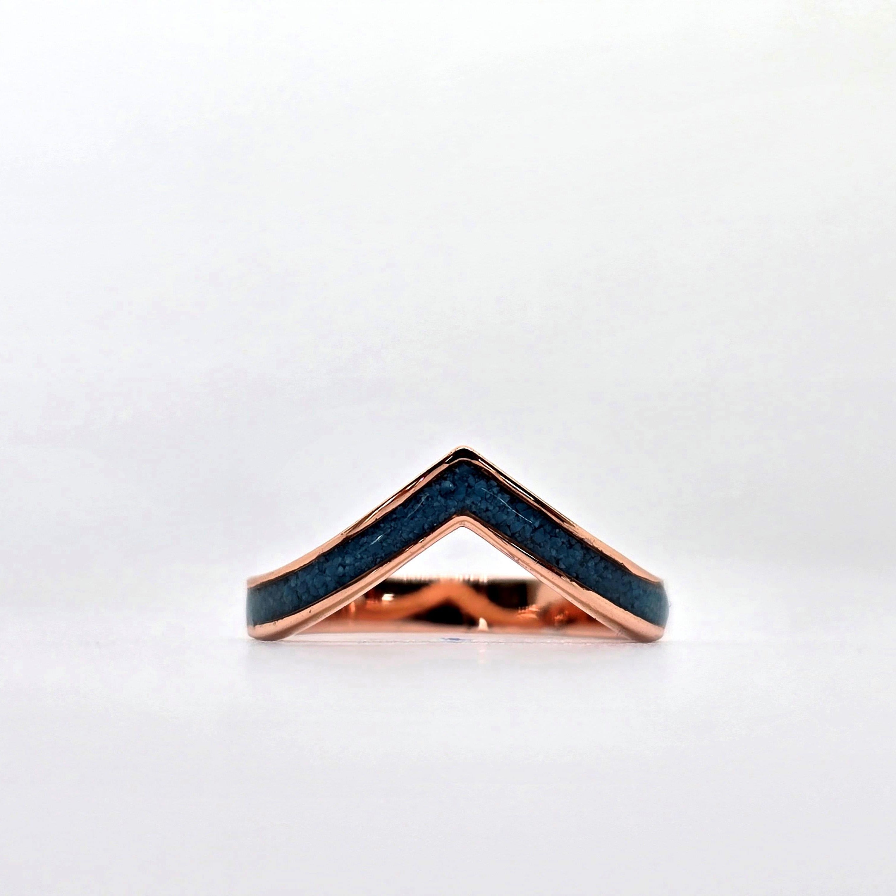 Wonder Woman - Rose gold Crushed Turquoise Womens Ring