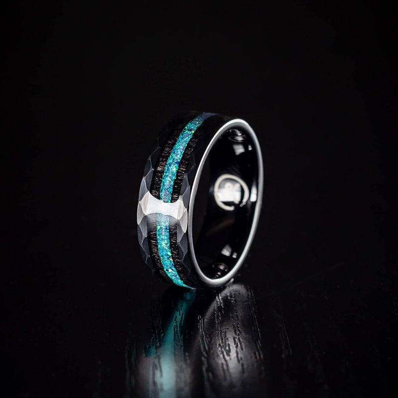 Guardians Of The Galaxy - Azure Opal & Ebony Ring (Hammered)