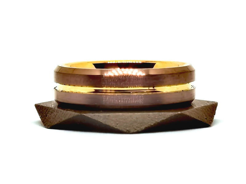The Chairman - Chocolate & rose gold plating Men's Tungsten Ring