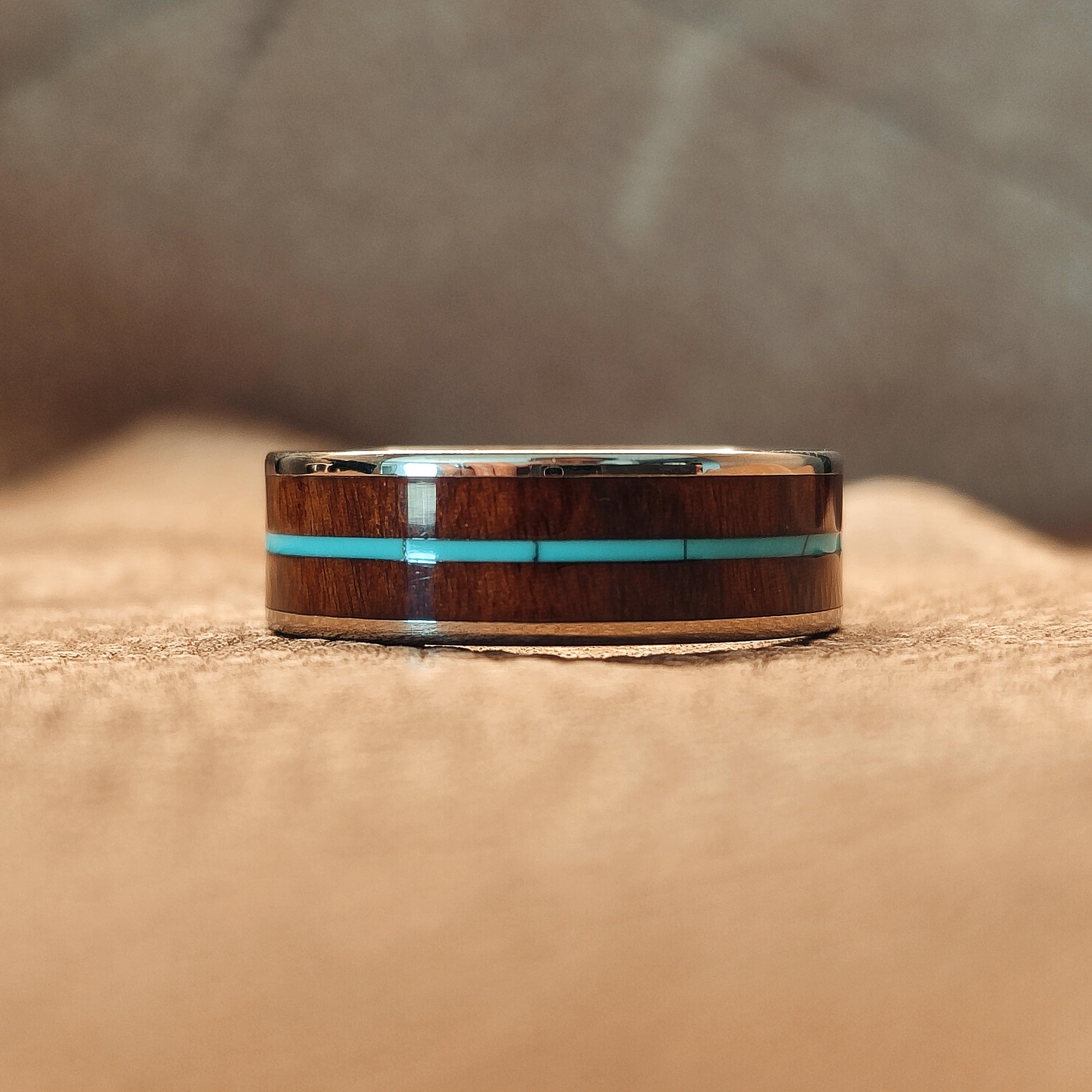 Blue Strip - Mens Titanium Ring