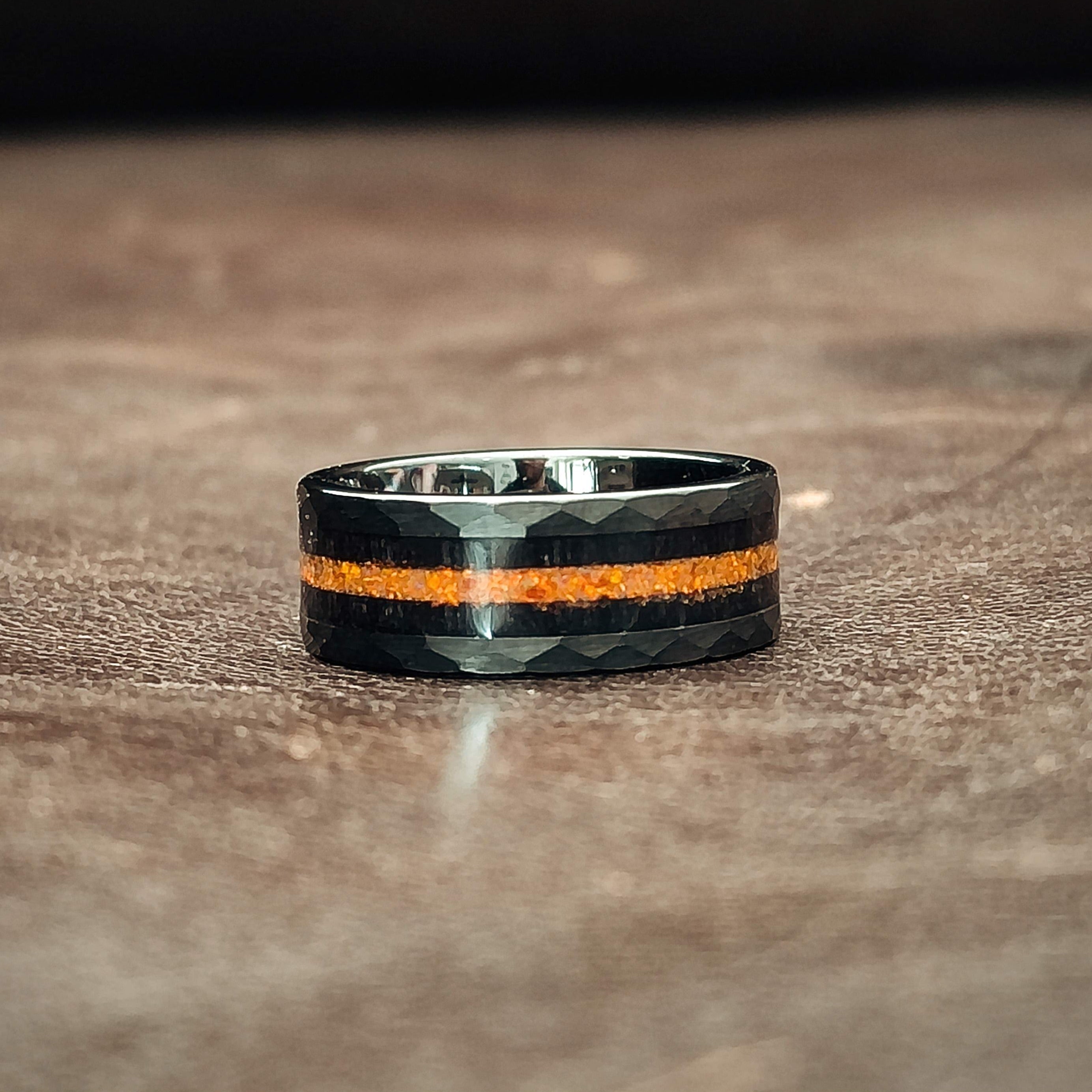 Black tungsten rose store gold mens ring