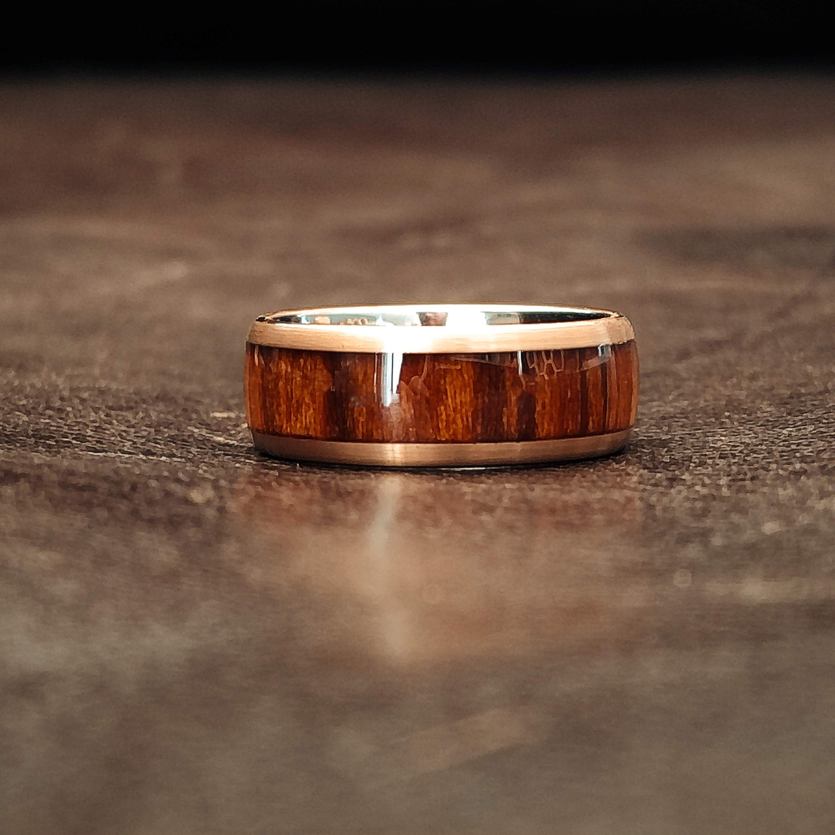 Iron Man Oval - Walnut Wood Men's Tungsten Ring