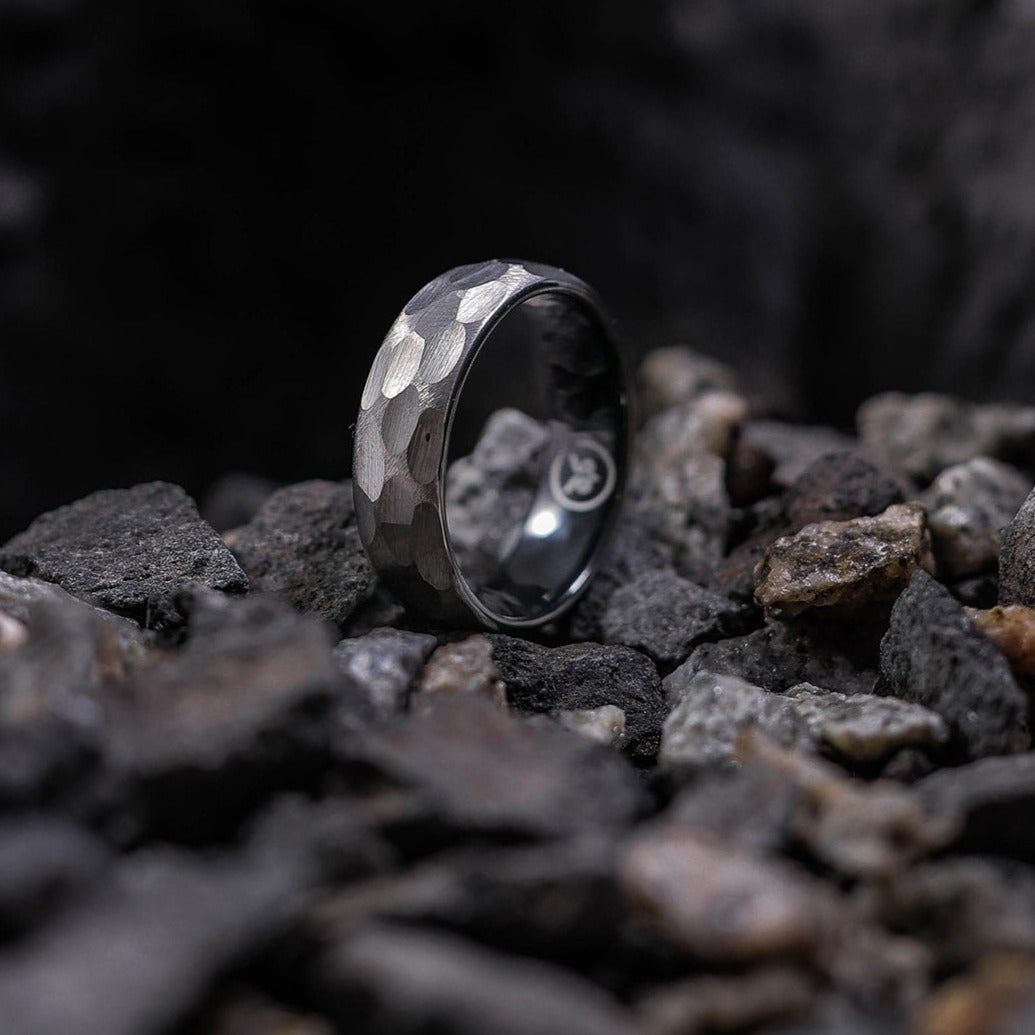 Jax - Brushed Hammered Men's Tungsten Ring