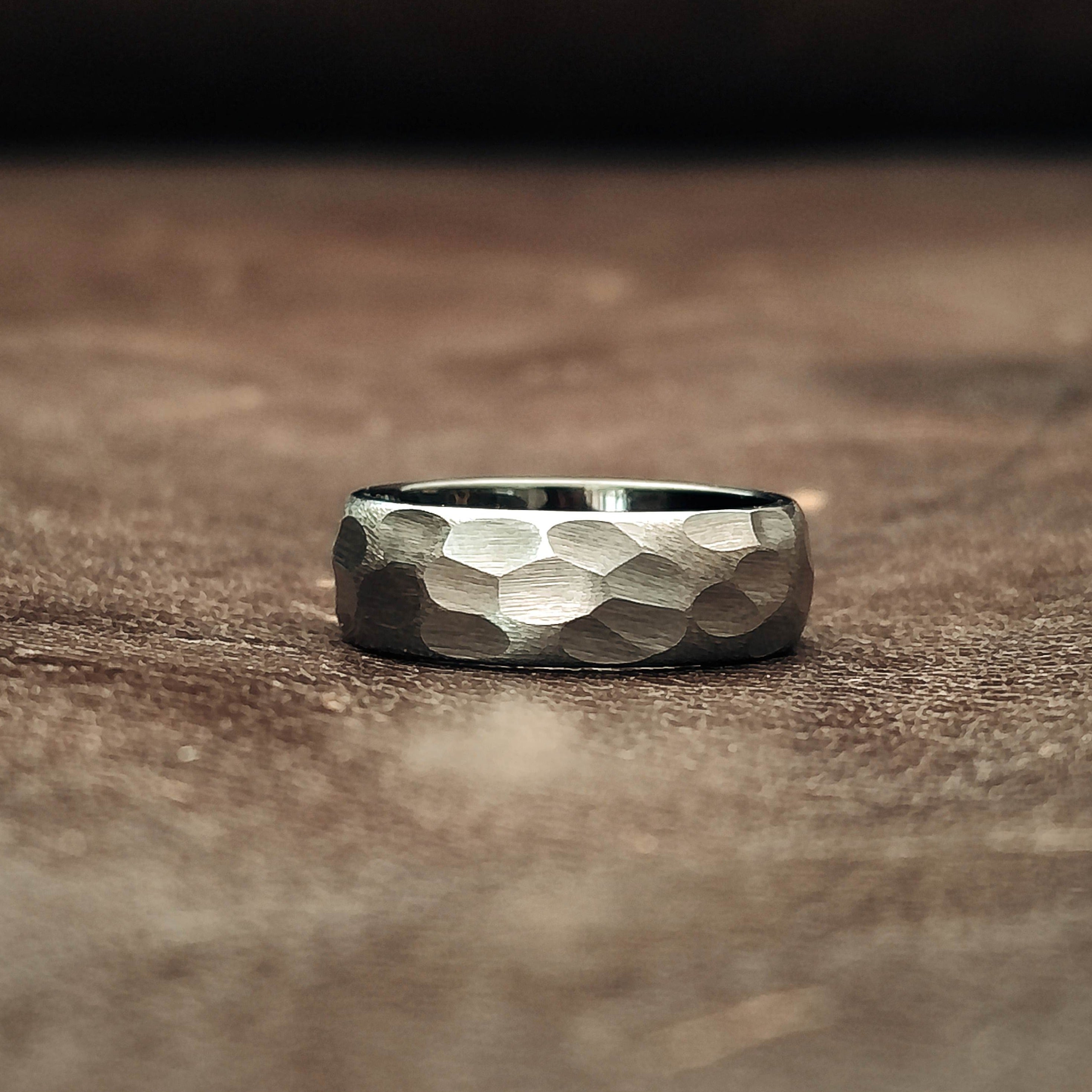 Jax - Brushed Hammered Men's Tungsten Ring