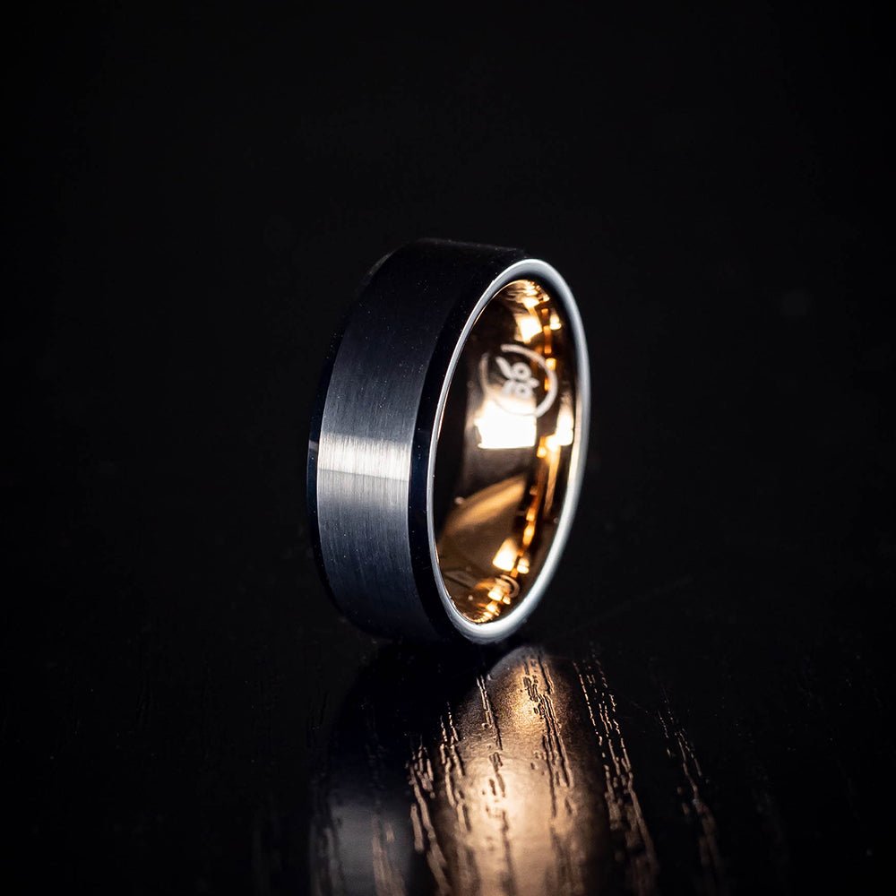 Peyton - Black & Rosegold Men's Tungsten Ring