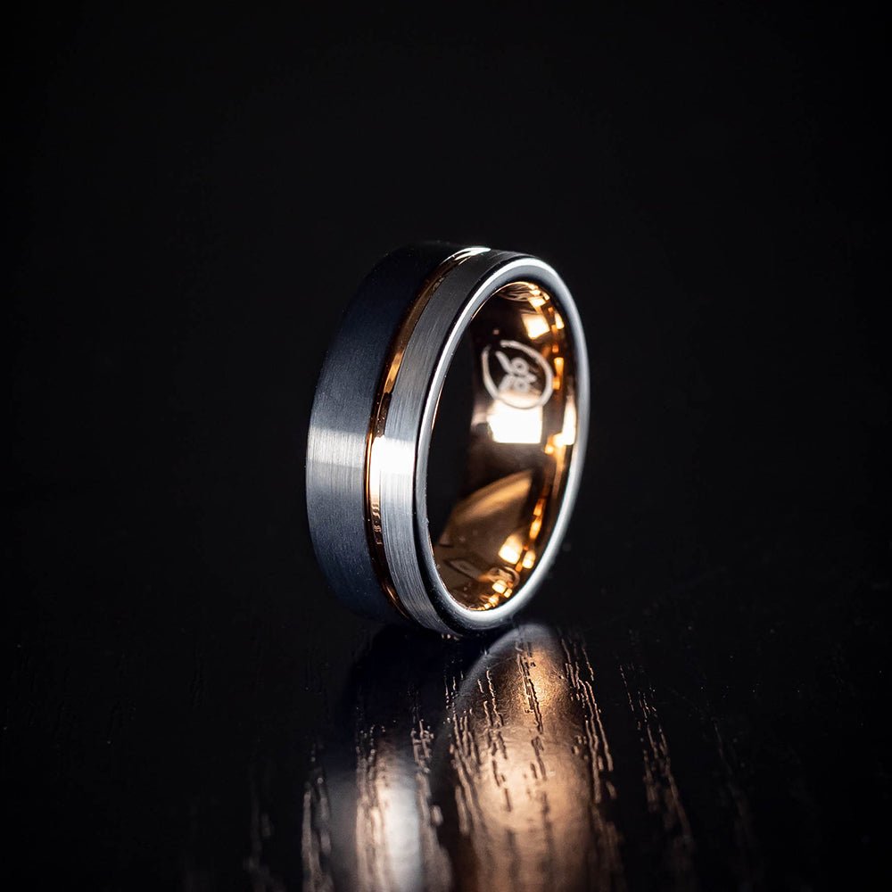 Sadon - Silver, Gold & Black Men's Tungsten Ring
