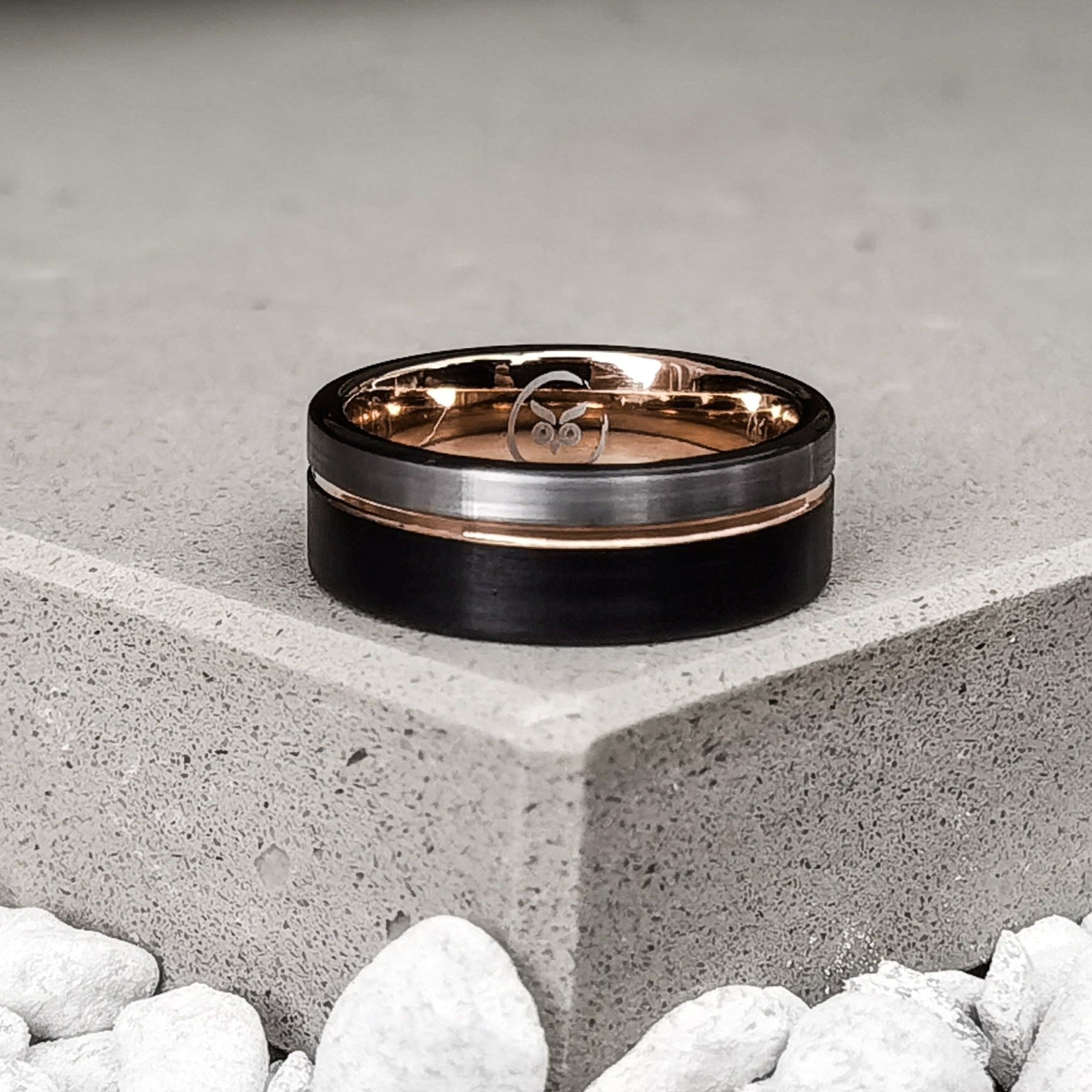 Sadon - Silver, Gold & Black Men's Tungsten Ring