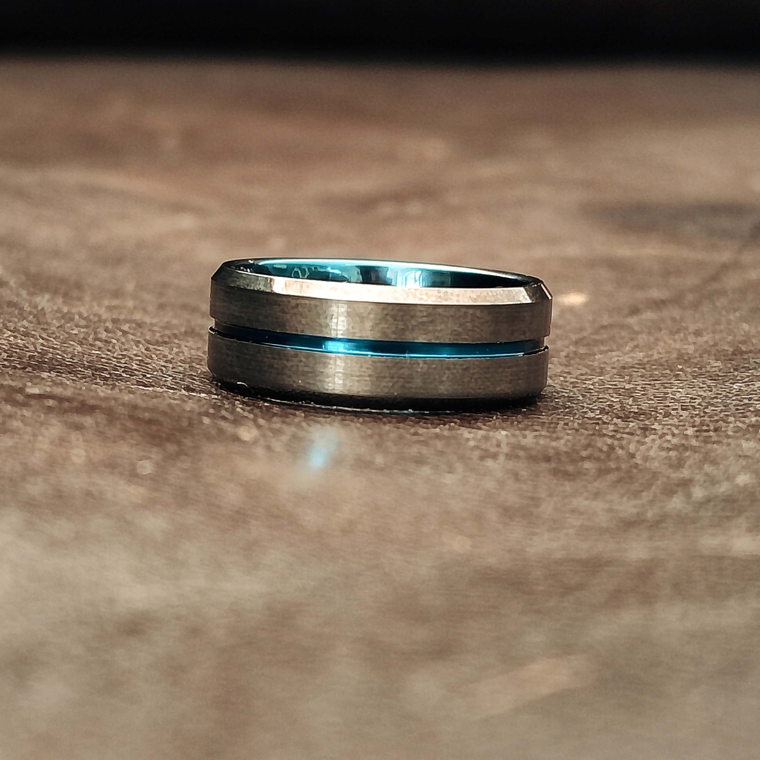 Storm - Navy Blue & Gunmetal Men's Tungsten Ring