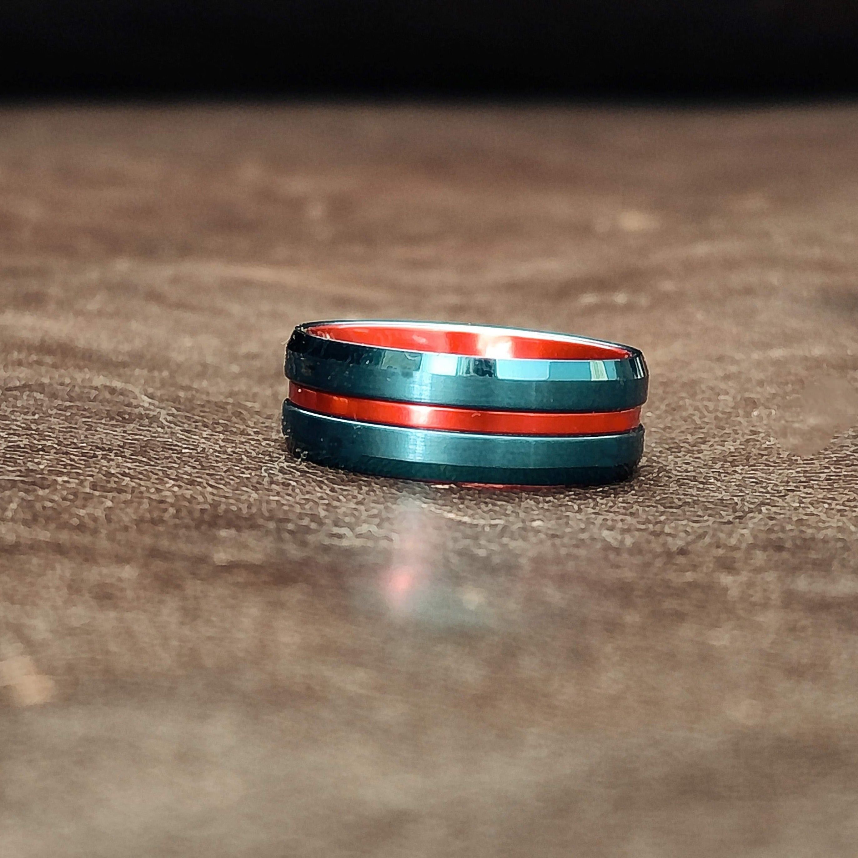 Superman - Navy Blue & Red Men's Tungsten Ring