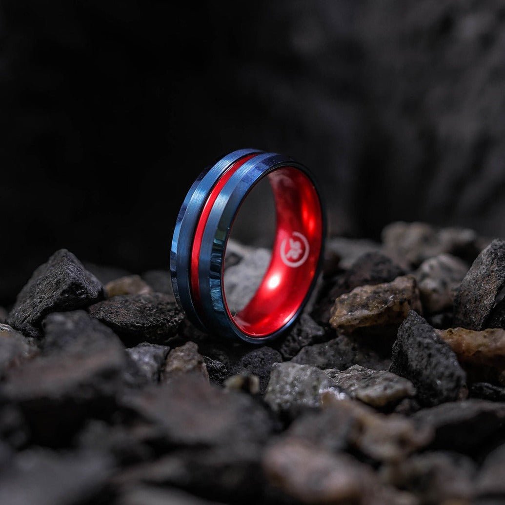 Superman - Navy Blue & Red Men's Tungsten Ring