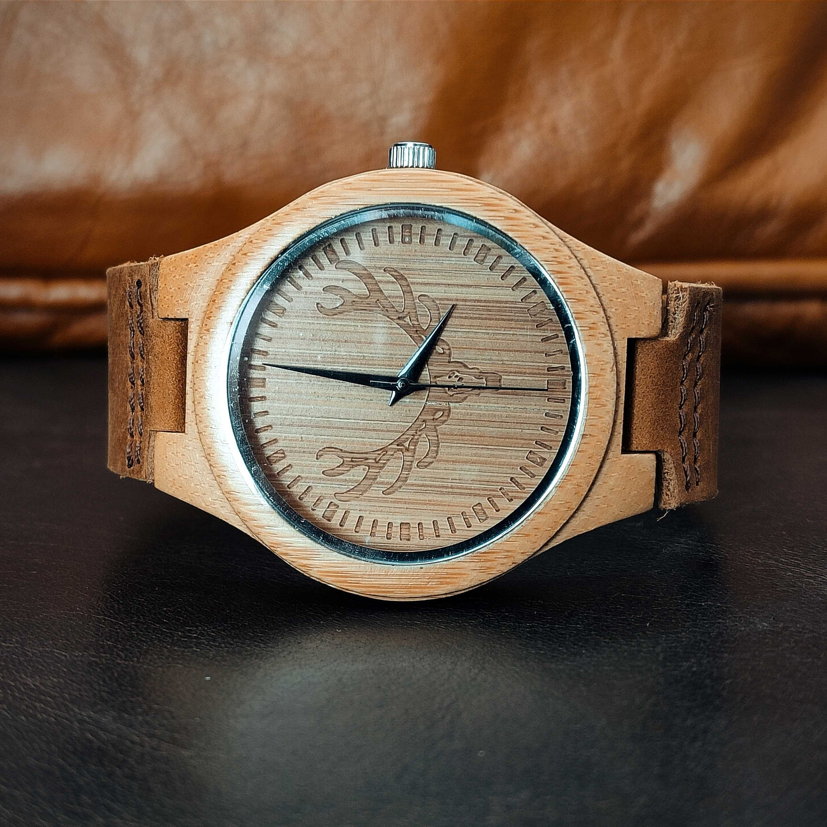 The Antler Bamboo Wooden Watch With Leather Strap - Unisex