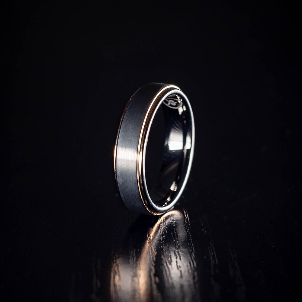 The Fitzgerald - Gunmetal & Rosegold Men's Tungsten Ring