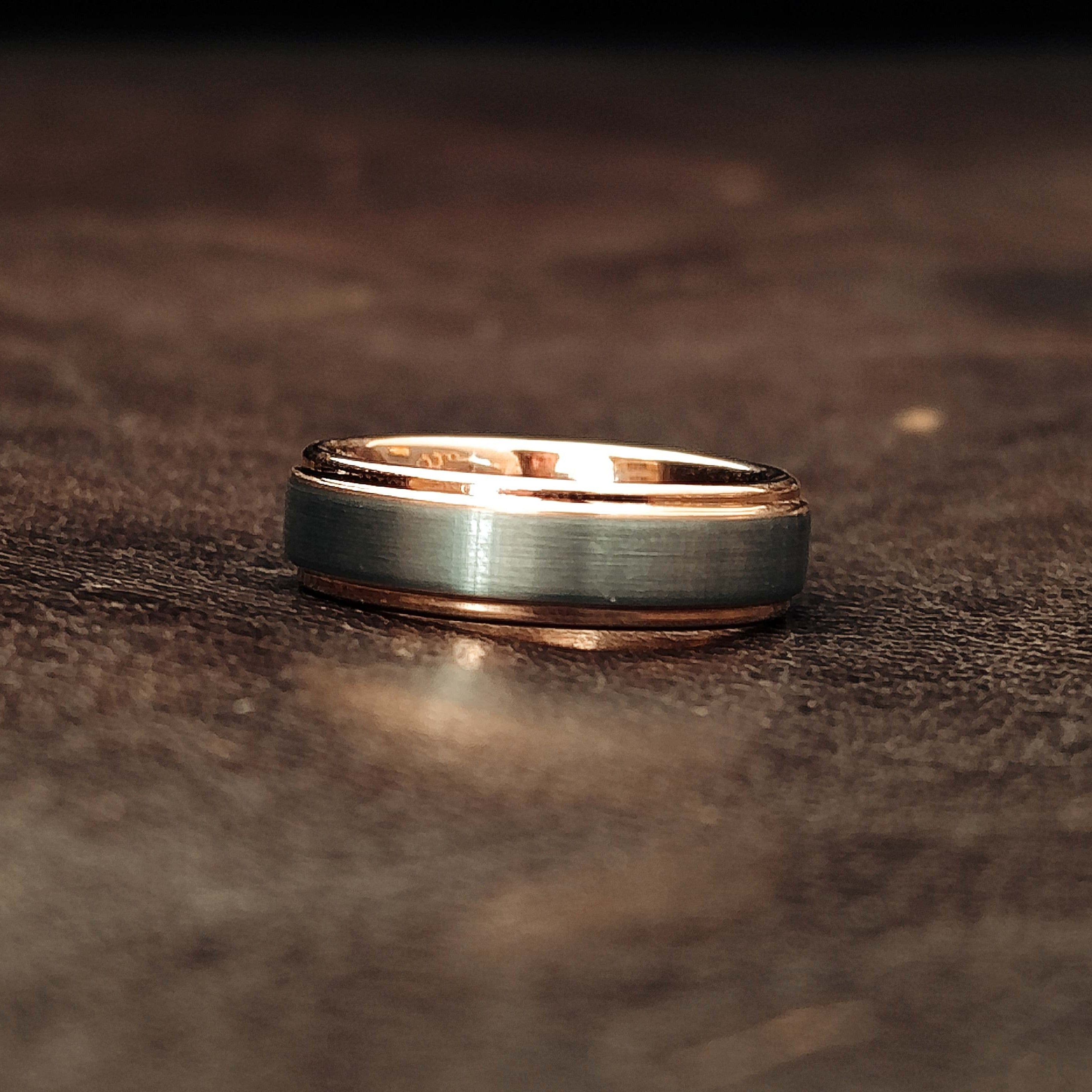 The Gatsby - Rosegold & Brushed Men's Tungsten Ring