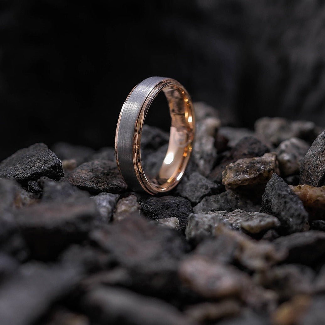 The Gatsby - Rosegold & Brushed Men's Tungsten Ring