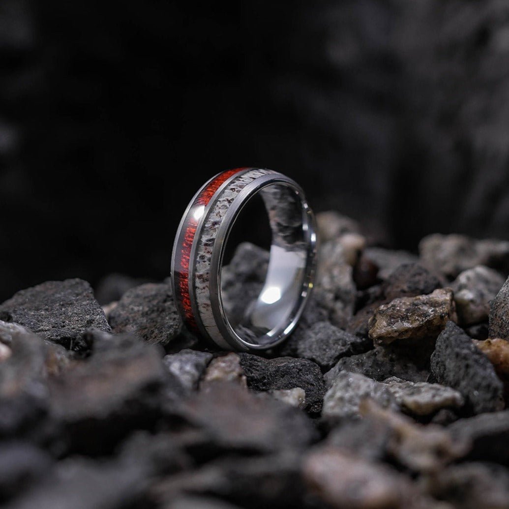 The Hunter - Antler & Oakwood Men's Tungsten Ring