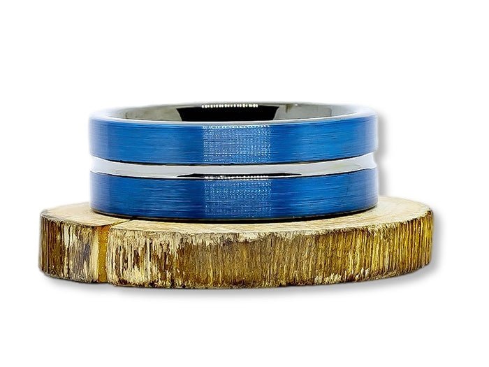 The Marine - Navy Blue & Brushed Men's Tungsten Ring