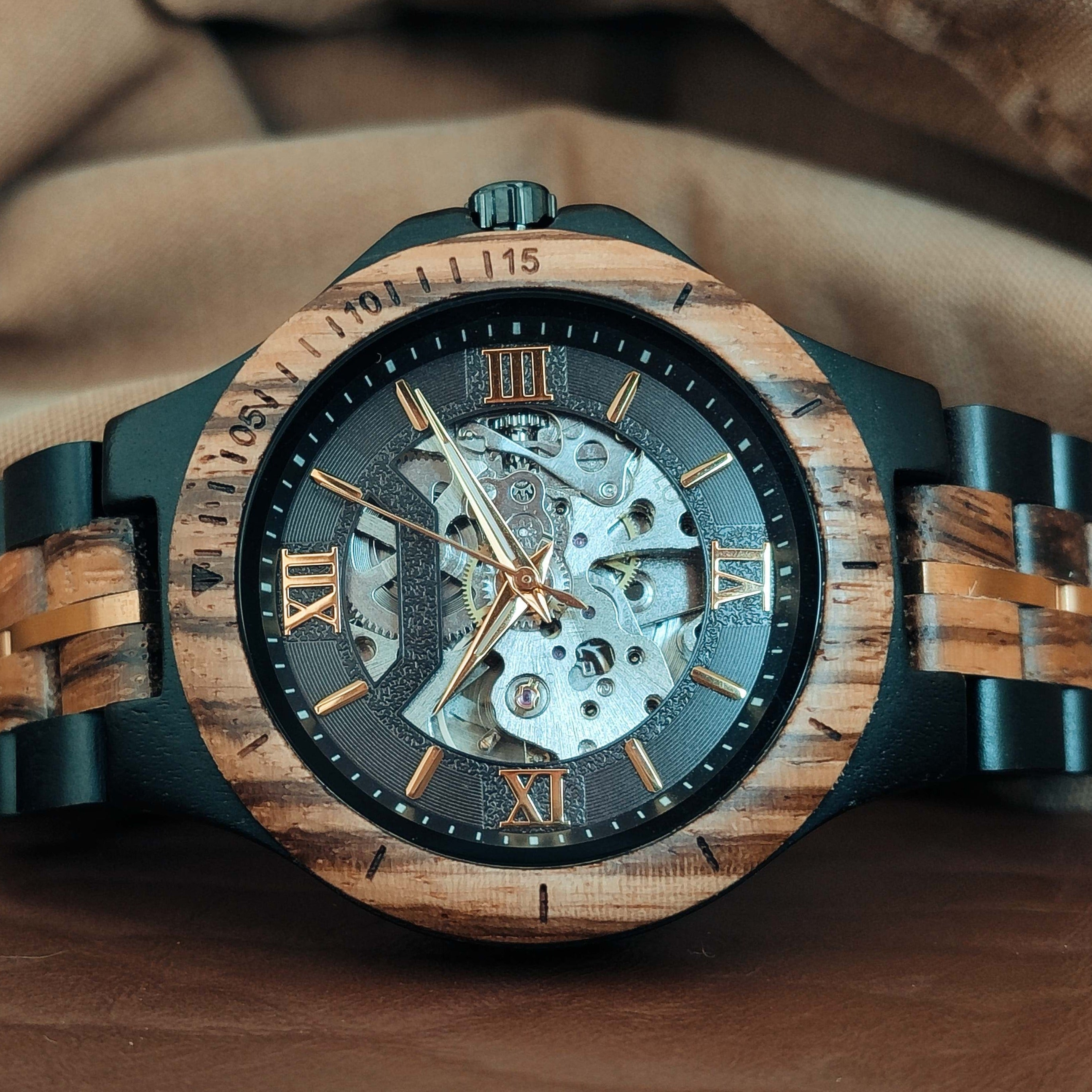 The Mechanical Zebra Ebony Wood Watch