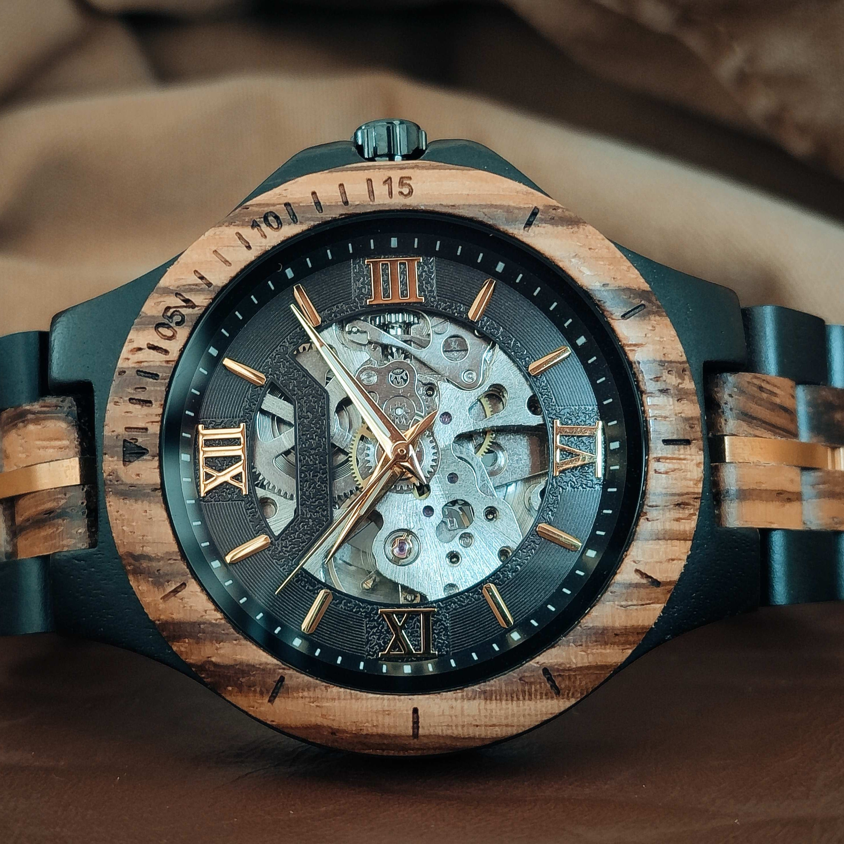 The Mechanical - Zebra & Ebony Wood Watch