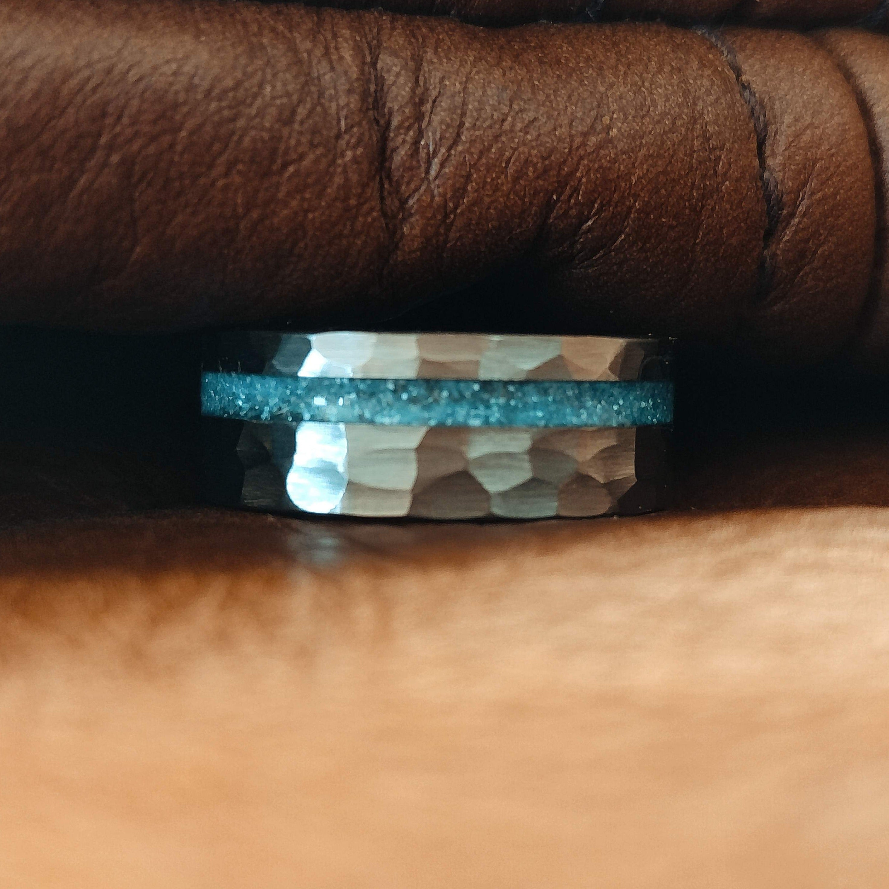 The Pacifier - Hammered Tungsten & Baby Blue Resin