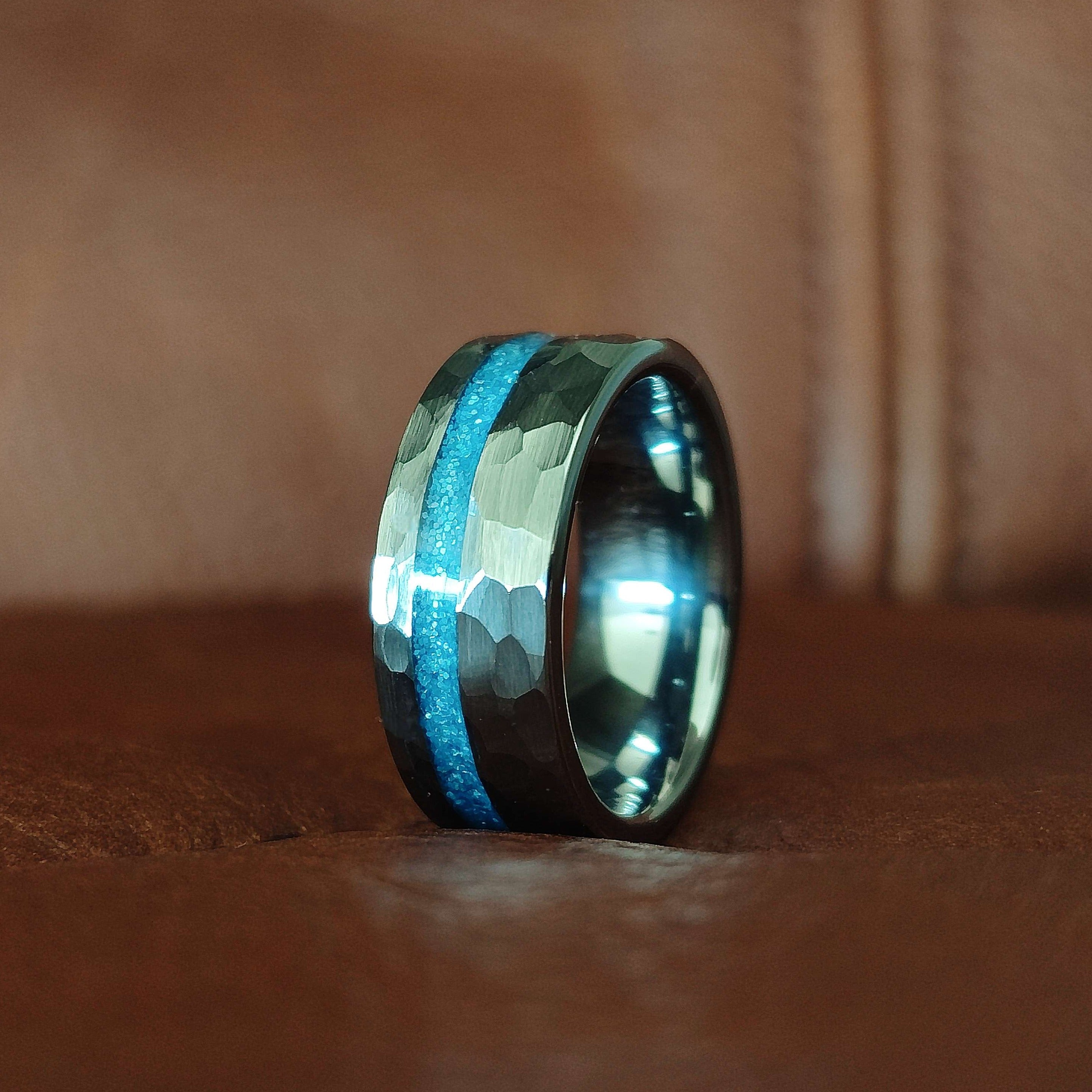 The Pacifier - Hammered Tungsten & Baby Blue Resin