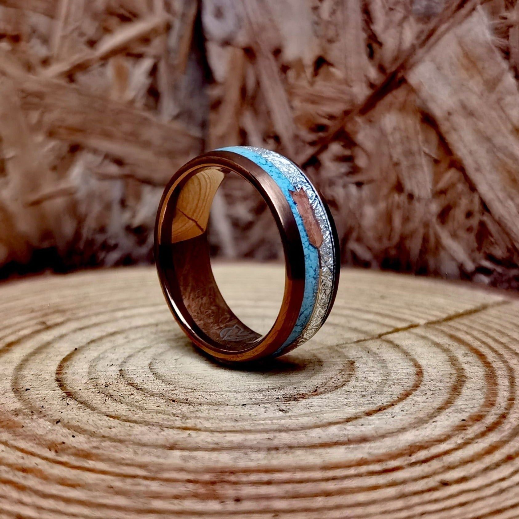 Tybalt - Blue Resin & Meteorite Men's Tungsten Ring