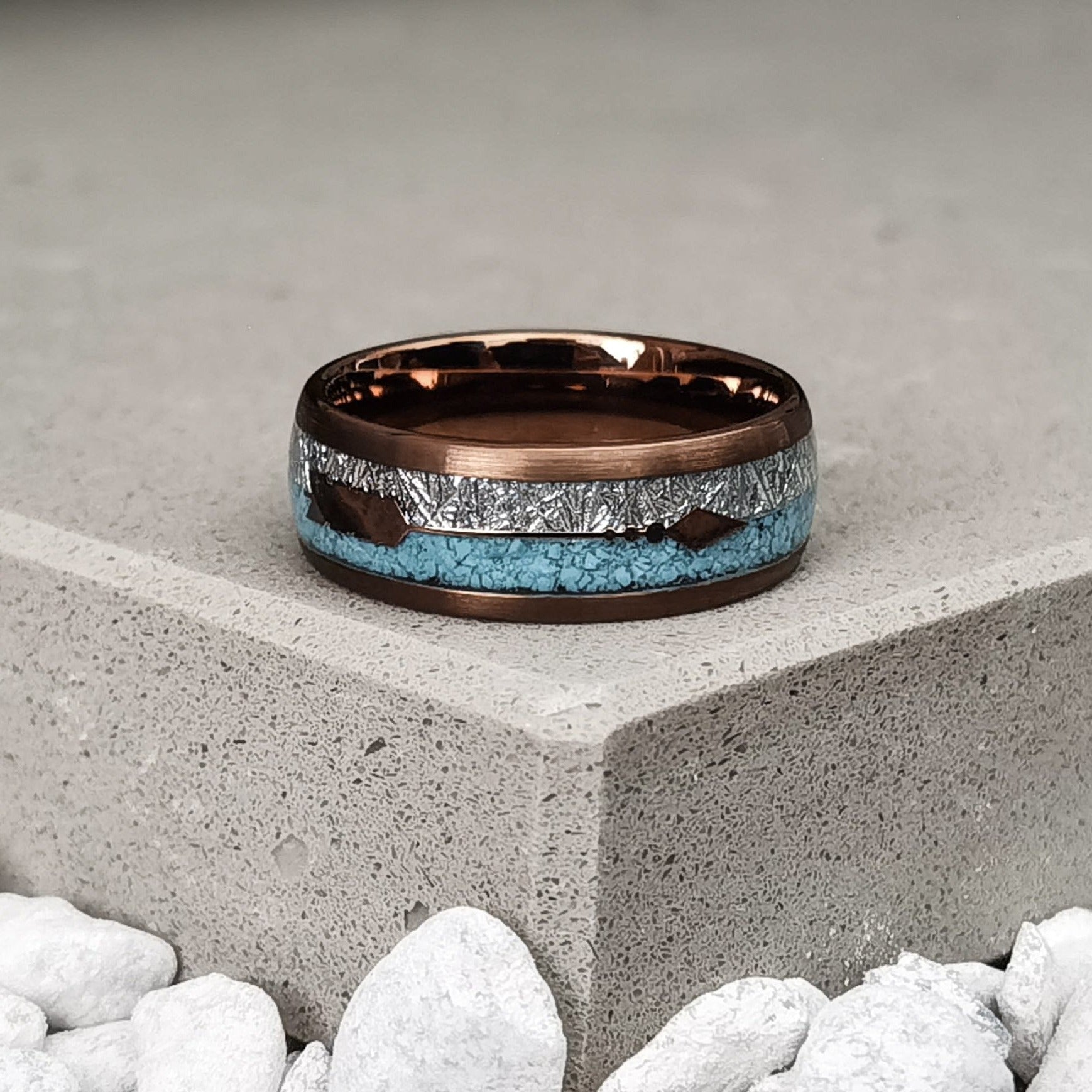 Tybalt - Blue Resin & Meteorite Men's Tungsten Ring