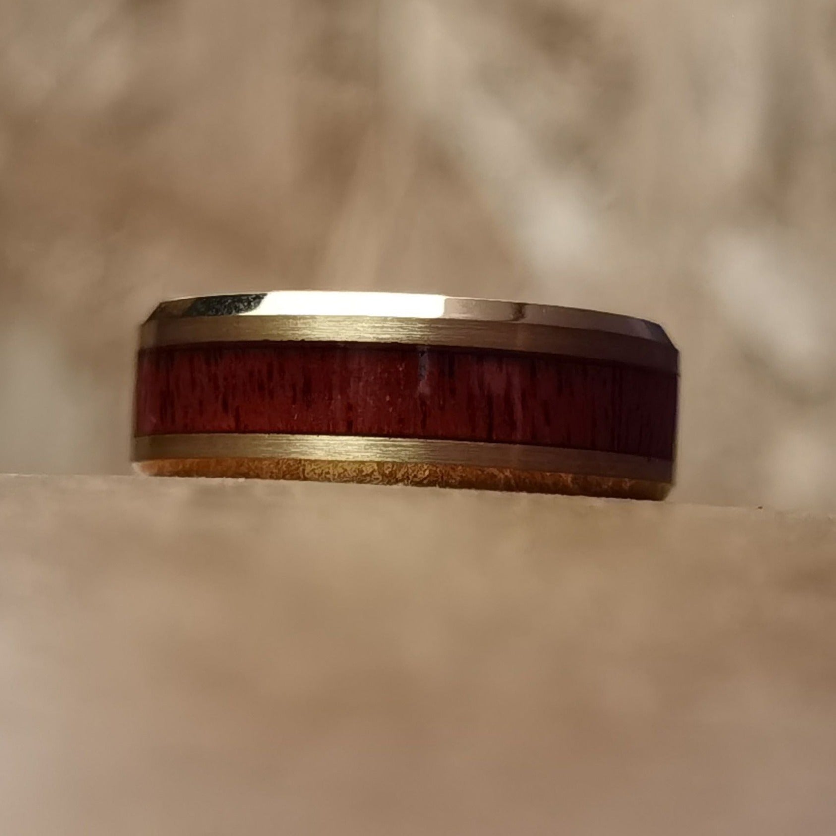 Yellow Gold - Rosewood Men's Tungsten Ring